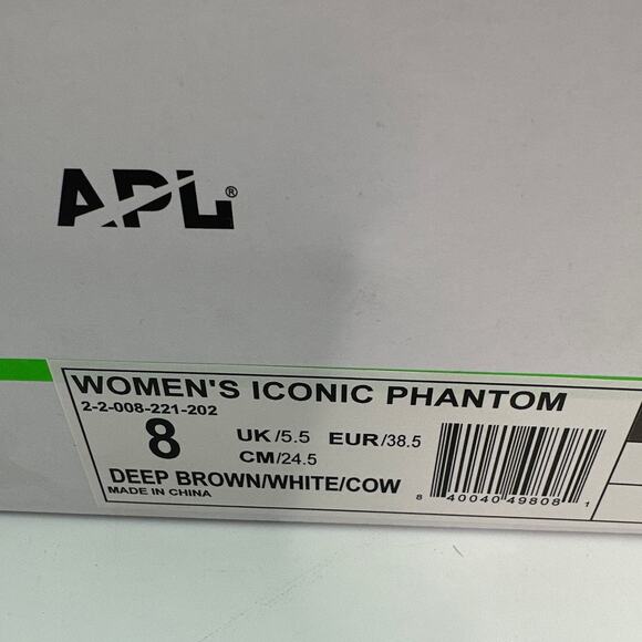 APL Women's Deep Brown White Cow Iconic Phantom Sneakers Size 8 - Picture 3 of 11